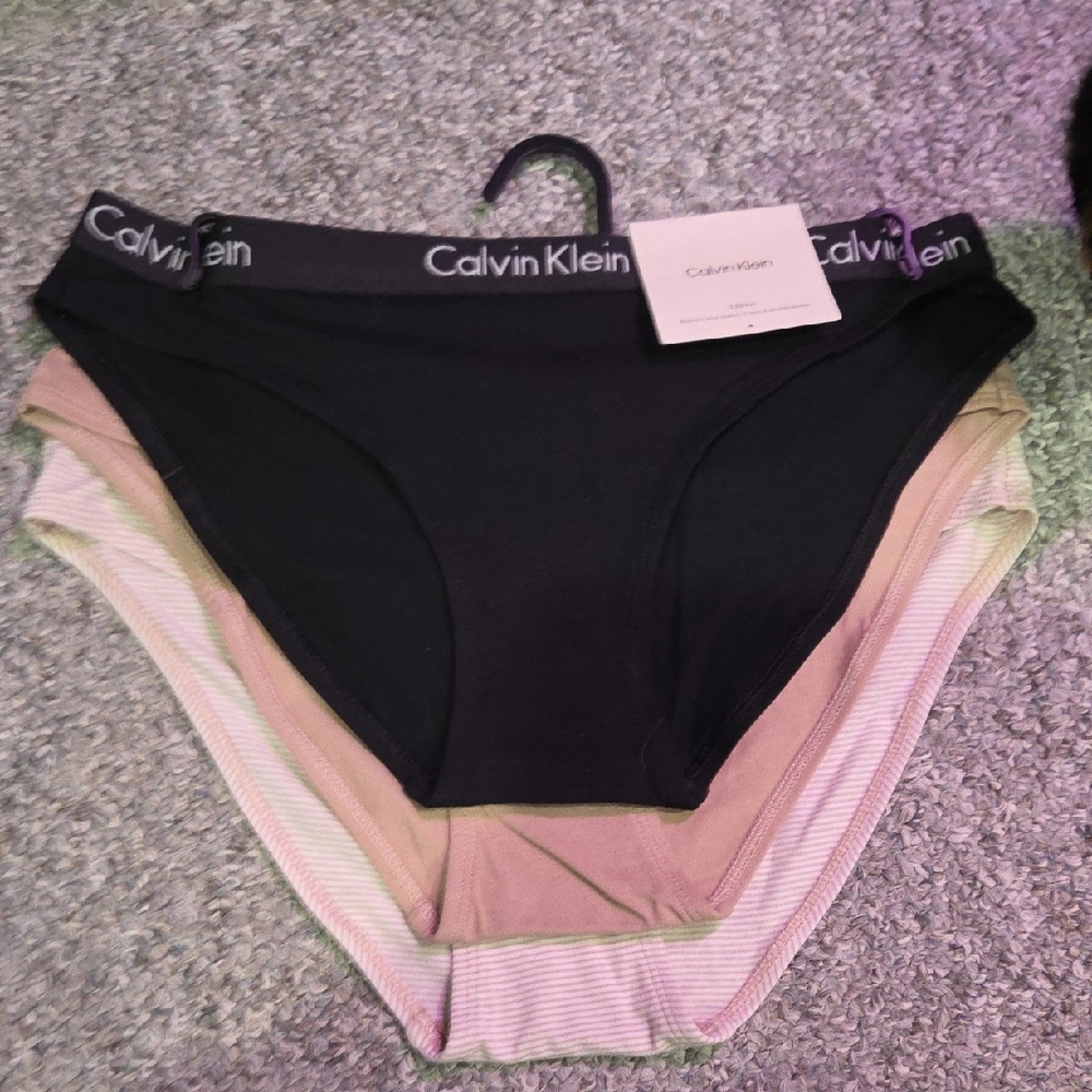 Calvin Klein Womens BIKINI Bottoms - Black, Pink, and Tan